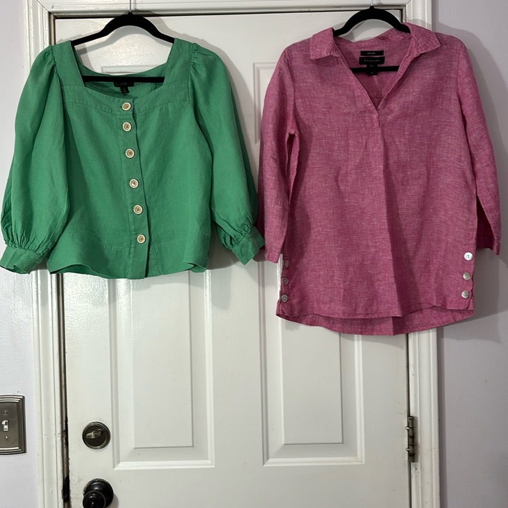 2 linen tops. Size Small